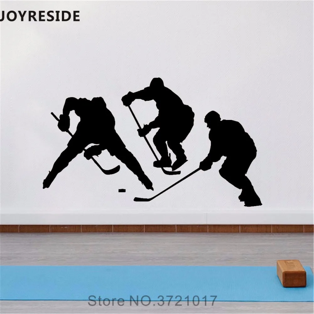 

JOYRESIDE Sport Hockey Wall Decal Hockey Players Wall Sticker Sports Vinyl Decal Home Playroom Decor Interior Design Mural A748