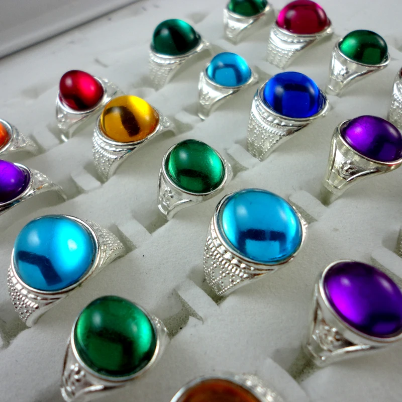 100Pcs Mix Color Silver Plated Crystal Ring For Children Boys Girls Wholesale Jewelry Rings Bulks Lots Hot Sale LR309