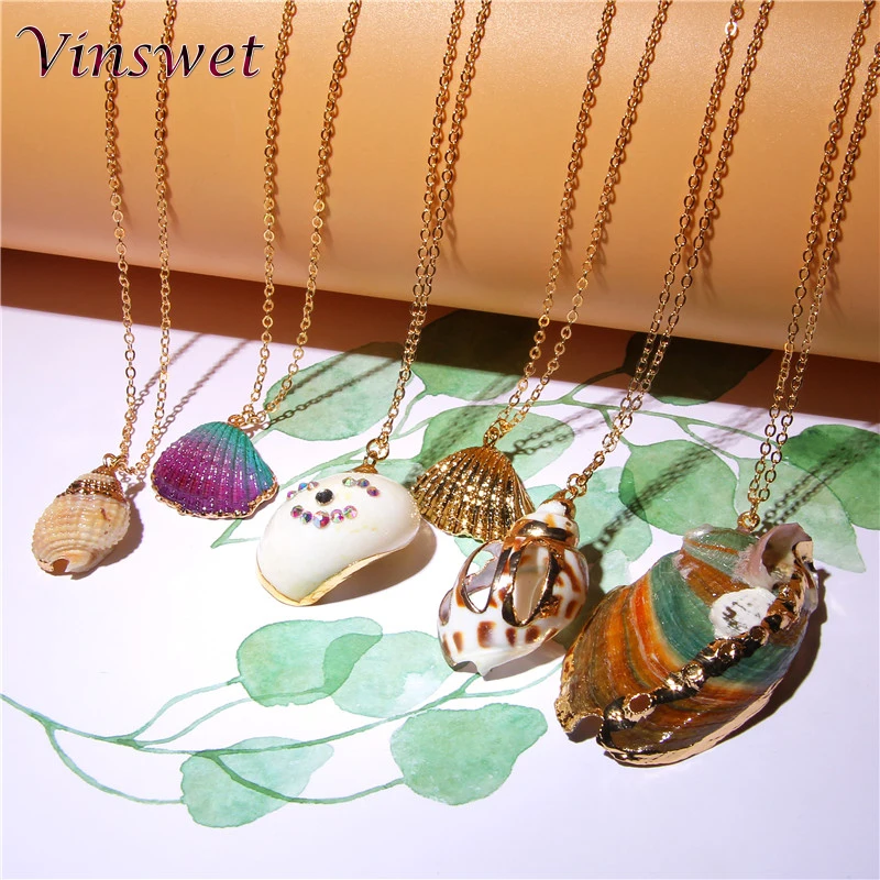 

2019 Shell Boho Necklace Conch Seashell Necklace Women Femme Collier Shell Cowrie Summer Jewelry Beach Summer Trend Fashion