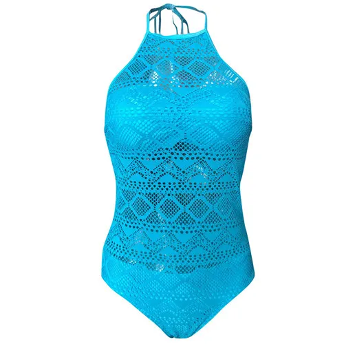 Blue Одежда KANCOOLD, однотонный кружевной купальник, женский летний, из одного предмета, пуш-ап, пляжная одежда, купальник для женщин,(с нагрудной накладкой - Цвет: Blue