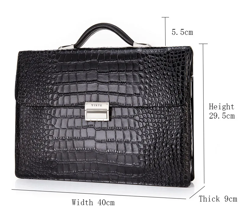 YINTE кожа Портфели сумки через плечо портфель сумка для ноутбука чехол офисная дамская сумочка из коровьей кожи с узором «крокодиловая кожа» Сумка-тоут T8146-11A - Цвет: Black Briefcase
