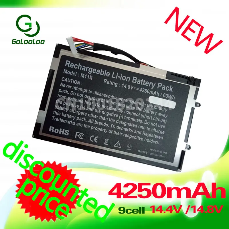 Golooloo 63Wh Laptop Battery M11X For DELL Alienware R1 R2 R3 M14x P06T T7YJ 08P6X6 PT6V8 8P6X6