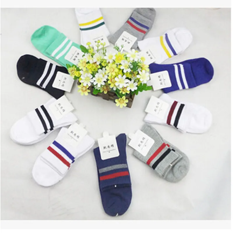 2016New Men/Women 3 Three Stripes Cotton Socks Retro Old School Hiphop Skate Long Short Meias Calcetine
