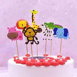 7 шт. жираф украшения для кексов животных Крокодил счастливое украшение для именинного торта для детей для именинного пирога украшения