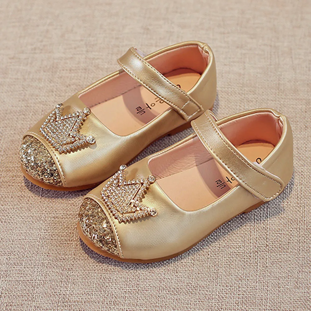 Toddler Kids Shoes Girls Baby Beading Shoes Princess Crown Sandals Single Shoes