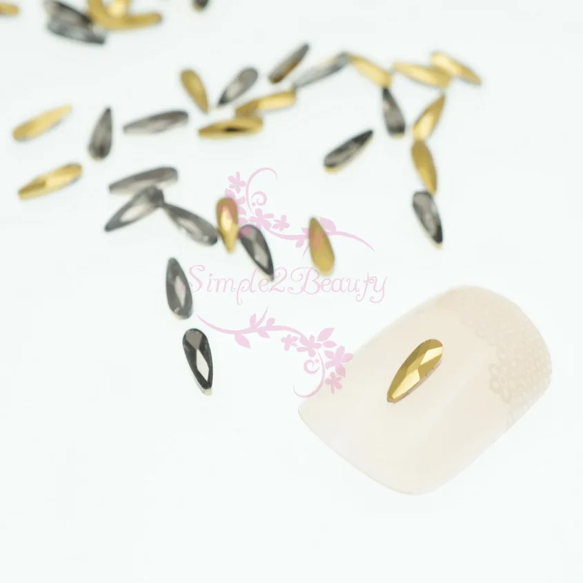 100 шт/партия 2x6 мм маленькие длинные каплевидные плоские стеклянные кристаллы, Стразы 3D дизайн ногтей украшения для маникюра украшения ручной работы