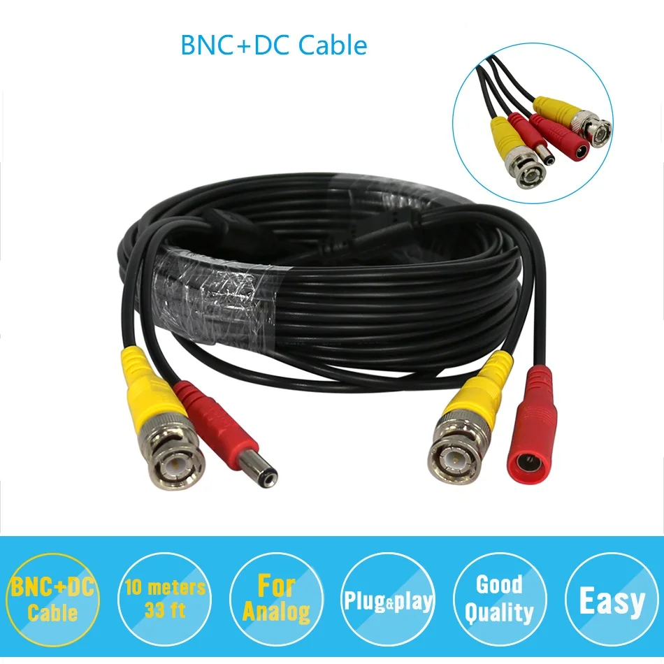

BNC Video Cable Security Camera Cable 30M 10M DC Power Copper core AHD Surveillance DVR NVR System Surveillance Accessories