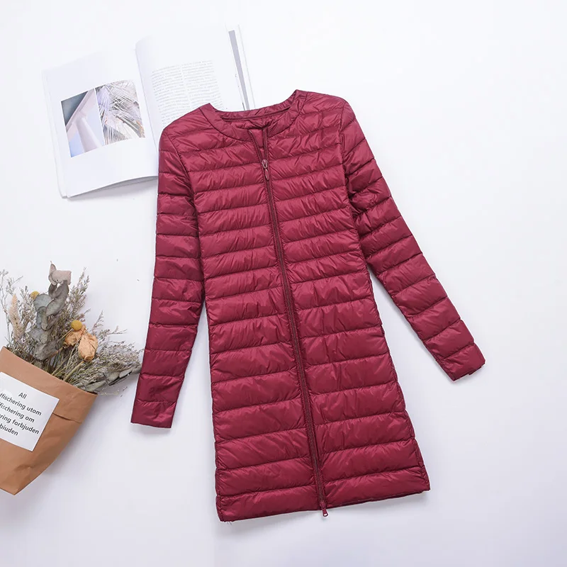 

Winter Women White Duck Down Parka Colorful Soft o-neck Jackets Women Long Duck Down Jacket Outwear Ultralight Coats