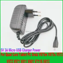 30 pcs 5 v 3a micro usb adaptador de alimentação carregador para quad core Tablet PC Onda V975s V975m V973 V972 V971 V811 V813 V801 V711S