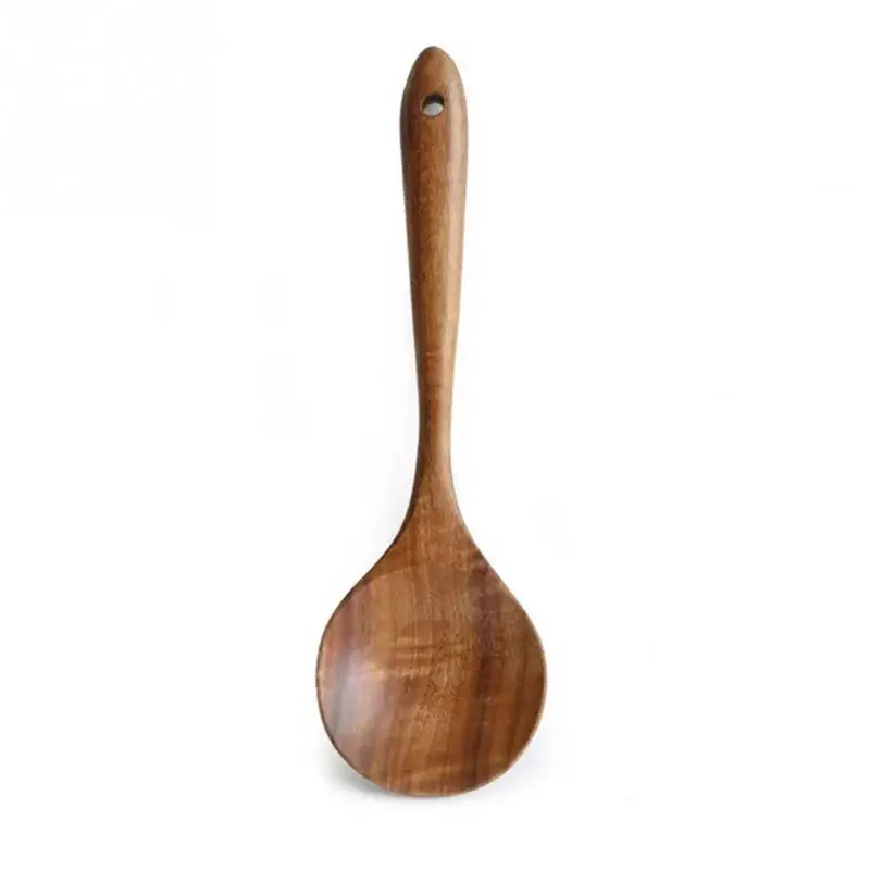wood spoon Кухонная домашняя Ретро металлическая кулинарная лопатка посуда домашняя легкая ложка Кухонная деревянная прочная с отверстием для подвешивания - Цвет: wood spoon