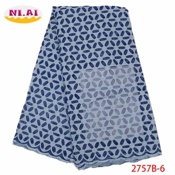 

Blue Latest African Cotton Swiss Voile Lace Fabric 2019 High Quality Swiss Voile Lace In Switzerland For Party Dress XY2757B-6