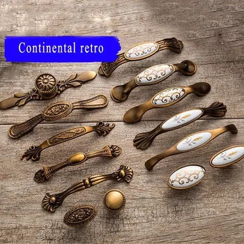 Antique Bronze Door Handles Noble Drawer Pulls Vintage Kitchen Cabinet Handles and Knobs Retro Furniture Handles Hardware