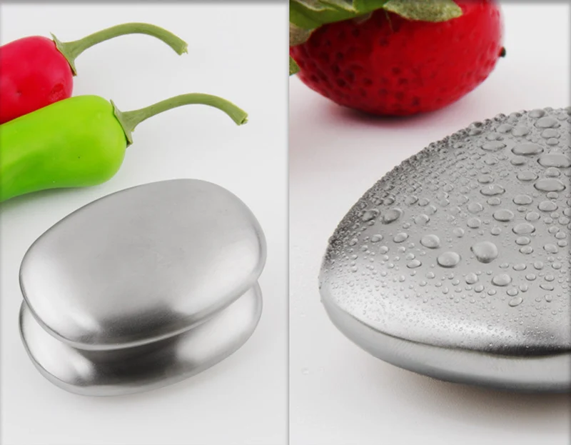 Kitchen Bar Stainless Steel Anti-odor Soap Onion Fish Garlic Odor Absorber Oval Shape Metal Eliminating Odor Tools