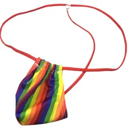2018 пикантные гей для мужчин's нижнее бельё для девочек стринги pirnted мини сумка Радуга полосатый принт Сисси мужские стринги jockstrap