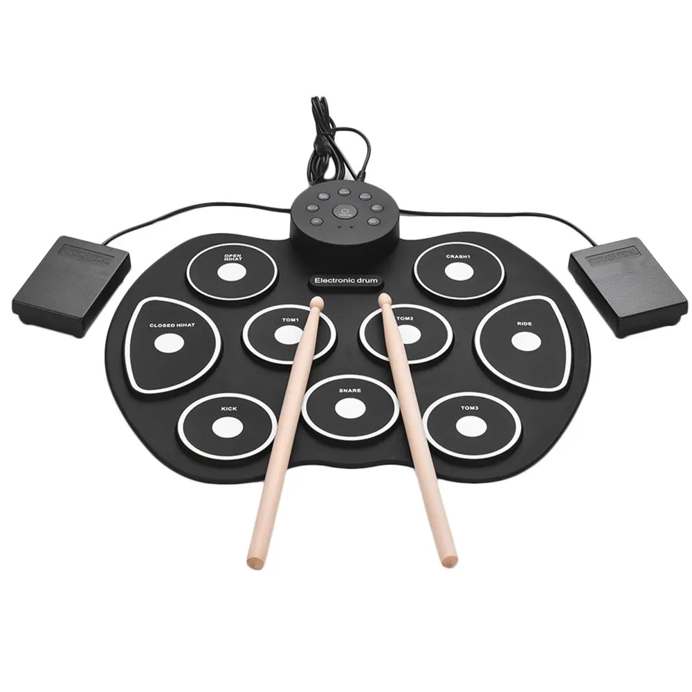 Electronic Drum Usb Rollup Drum Set Digital Silicon Drum Kit 9 Drum
