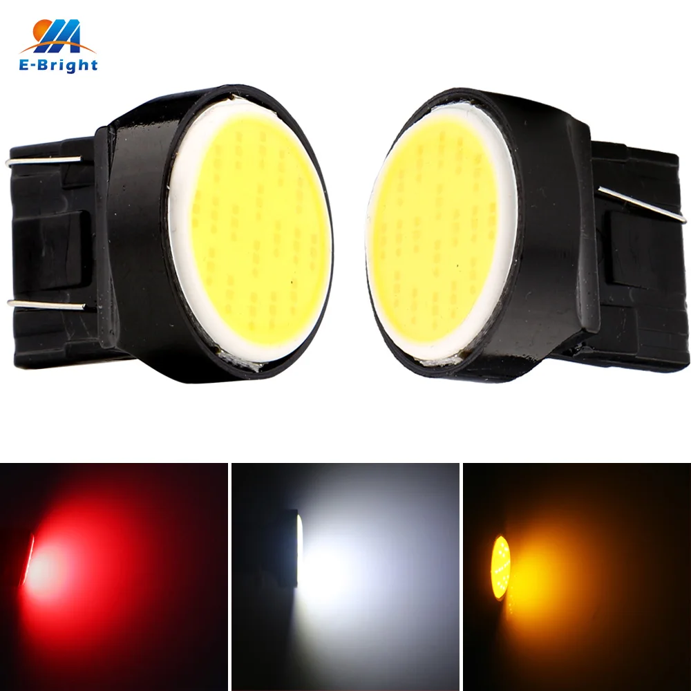

YM E-Bright 100 PCS T20 7440 w21w 7443 W21/5W 7444NA LED Car Turn Lights 12V DC White Yellow Red COB 18 SMD Auto Bulbs