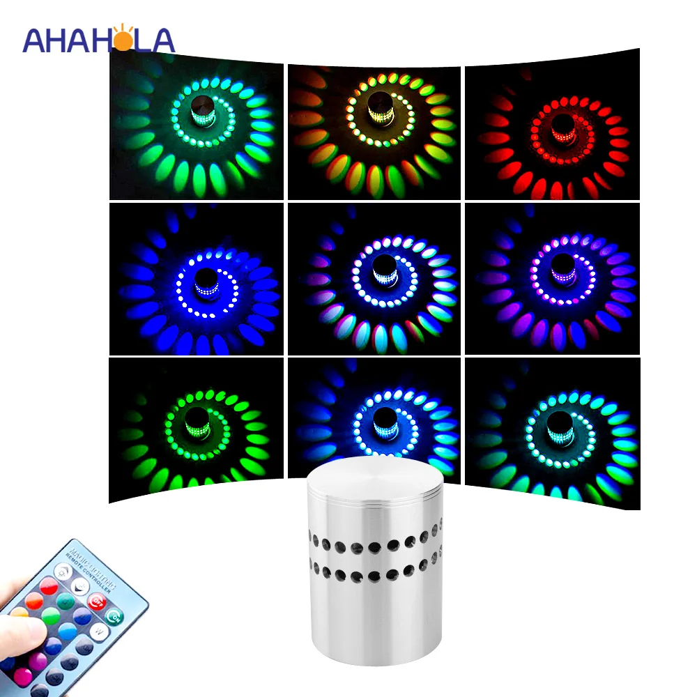 

3w Rgb Indoor Led Wall Lamp Wireless Creative Aluminum Sconce Wall Lights for Home Stair Bathroom Bedroom Light Kinkiety