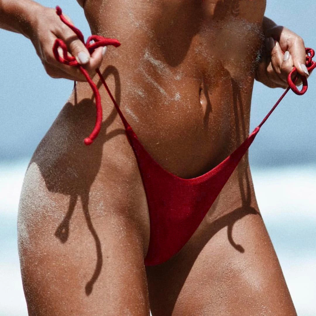 4 Colors Summer Hot Women Swimwear Brazilian Cheeky Bikini Bottom Side String Tie Thong Bathing Swimsuit