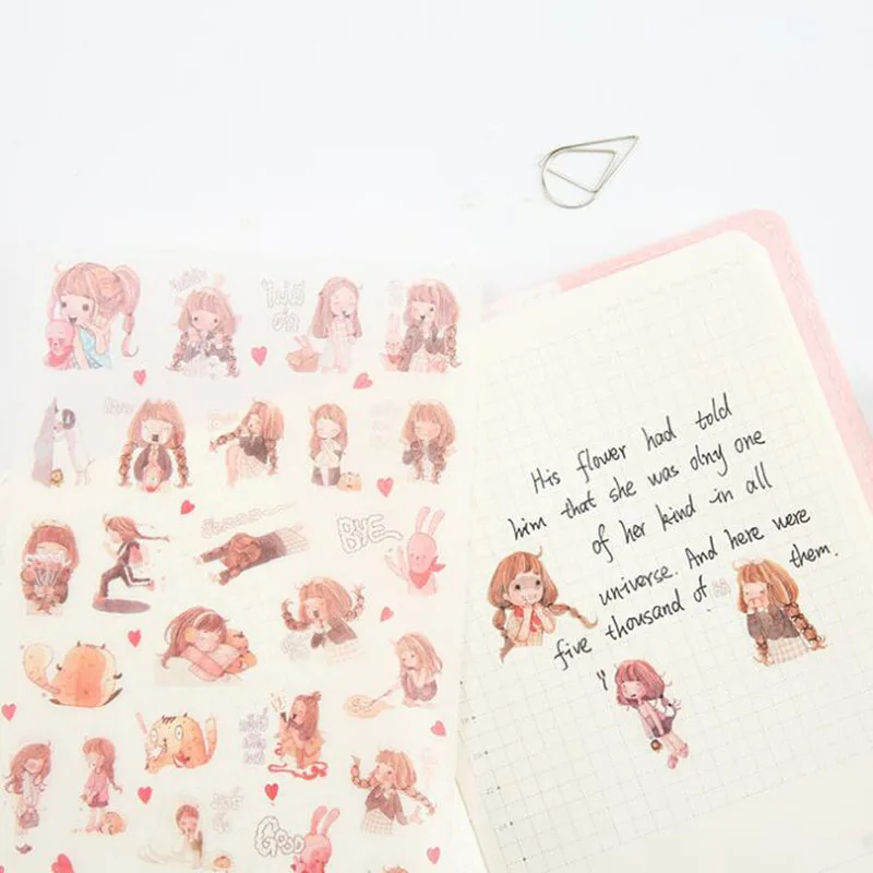 

6 Pieces/bag. Japanese Girl Series Sticker Student Stationery Daily Life Learning Diary Album Decoration Diy Sticker Child Gift