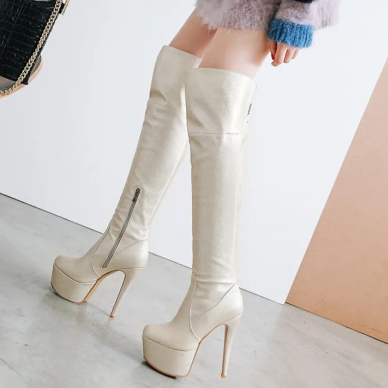 

Large Size 43 Thigh High Boots Women Shoes Sexy High Heels Winter Boots Stiletto Heel Over The Knee Boots Platform Shoes Woman