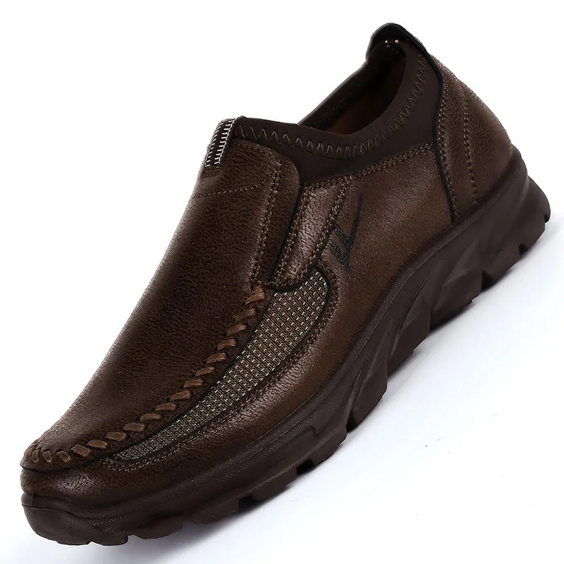 Merkmak/обувь из искусственной замши; коллекция года; дышащая обувь без шнуровки; лоферы на толстой подошве; мужские повседневные уличные кроссовки; нескользящая обувь - Цвет: Brown