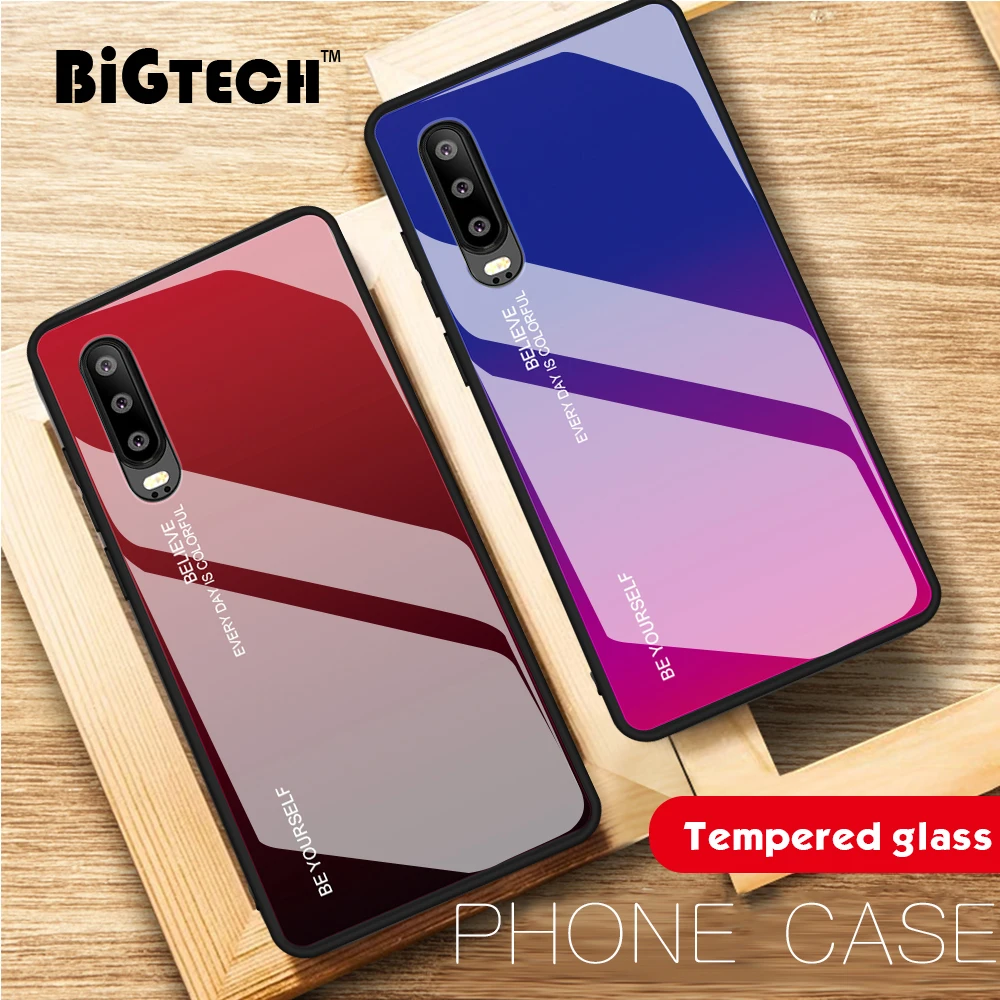 

Gradient Color Glass Case for Huawei P Smart Plus 2019 P30 P20 Lite Case for Huawei Mate 20 lite 10 Pro Nova 4e P smart Z Cover