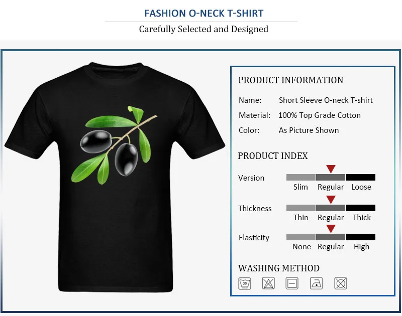 Cotton Men Short Sleeve Branch with black olives T Shirt Normal Tops Shirt Retro Family O-Neck Sweatshirts Drop Shipping Branch with black olives