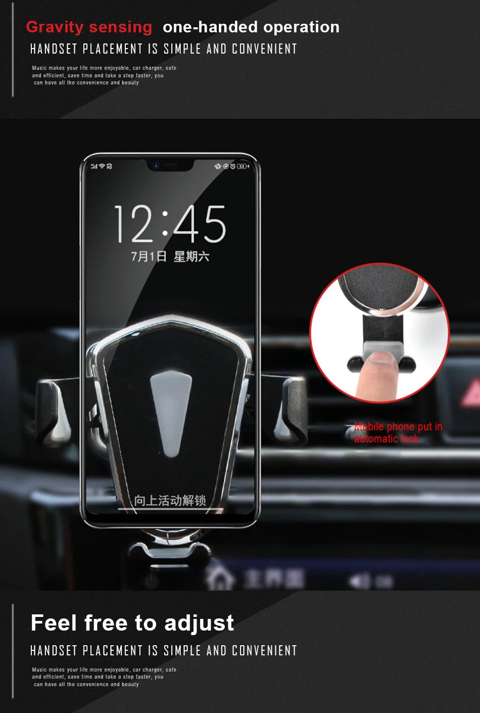 !ACCEZZ ABS Adjustable Car Air Vent Mount Phones Bracket For iPhone 7 8 Plus X Samsung Universal Mobile Auto Phone Holder Stand (5)