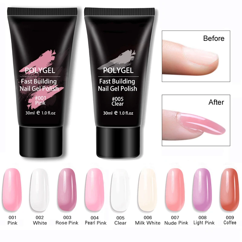 

01 P-008 Poly Nail Builder Gel 30ML 1.76oz Natural semi-traspratent Nail Extension Gel Nail Enhancement Nail Thickening Tool