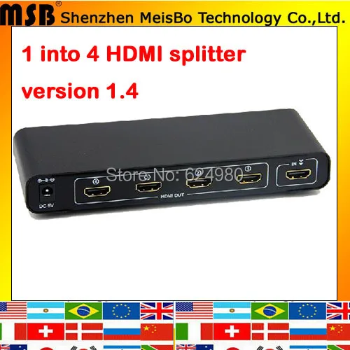 

TOP Speed 1 to 4 HDMI DIVIDER 1080p 4 ports output HDMI Swicth 1*4 Audio and Video TV HDMI Splitter for DLP LCD LED TV