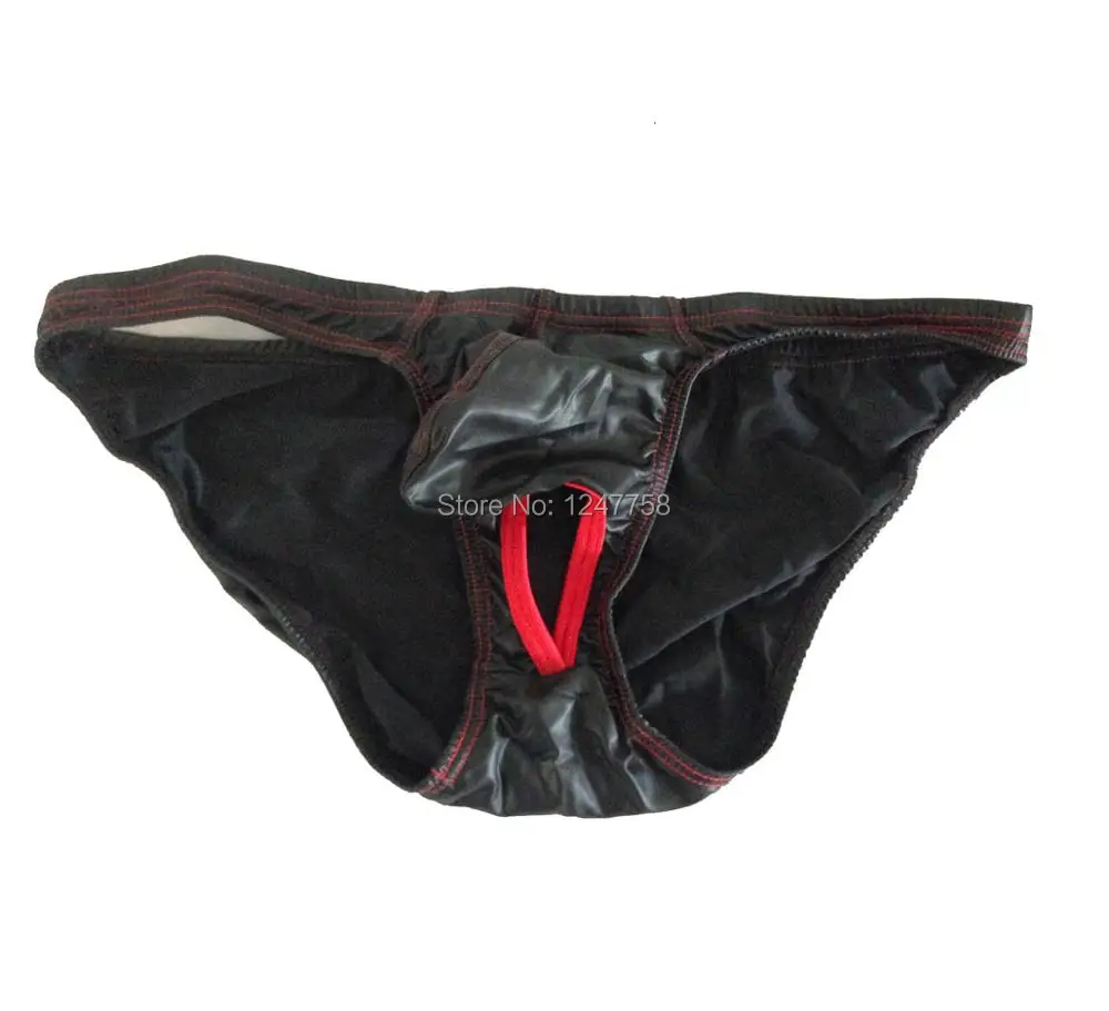 Men's Contrast Ball Hole Brief Nuts Out Bulged Pouch Sexy Guys
