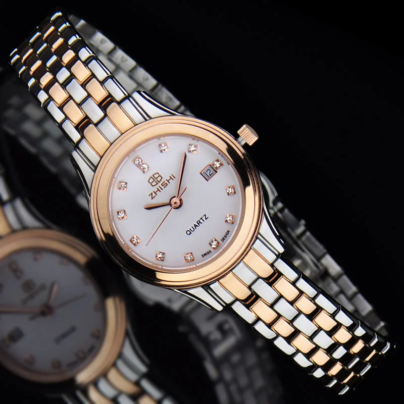 Swiss movement hongkong top luxury brand ZHISHI brand women business watch waterproof 50 meters stainless steel