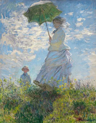 

The Promenade Woman With A Parasol by Claude Monet Quality 100% Handmade Oil Painting Canvas Wall Art Gift Top Home Decor