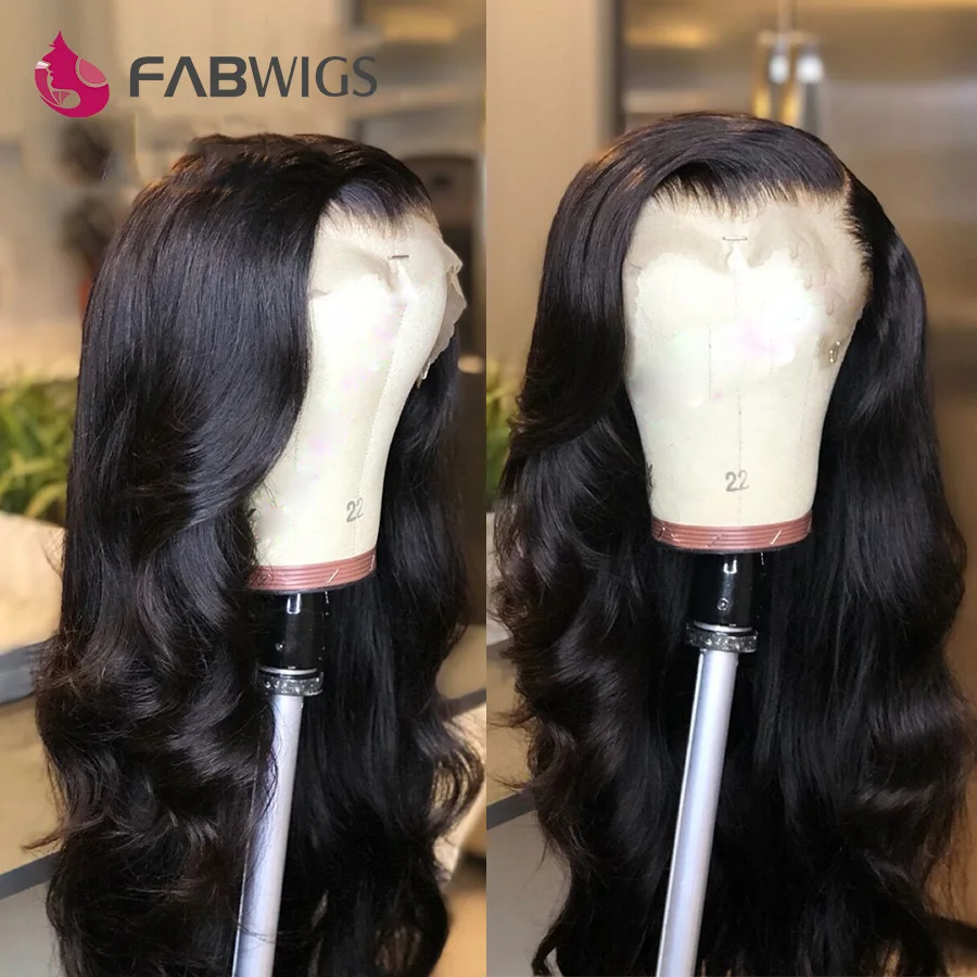 Fabwigs 13x6 глубокая часть поддельные волосы на голову парик на кружеве человеческие волосы парики невидимые узлы Бразильская волна тела поддельные волосы головы парики