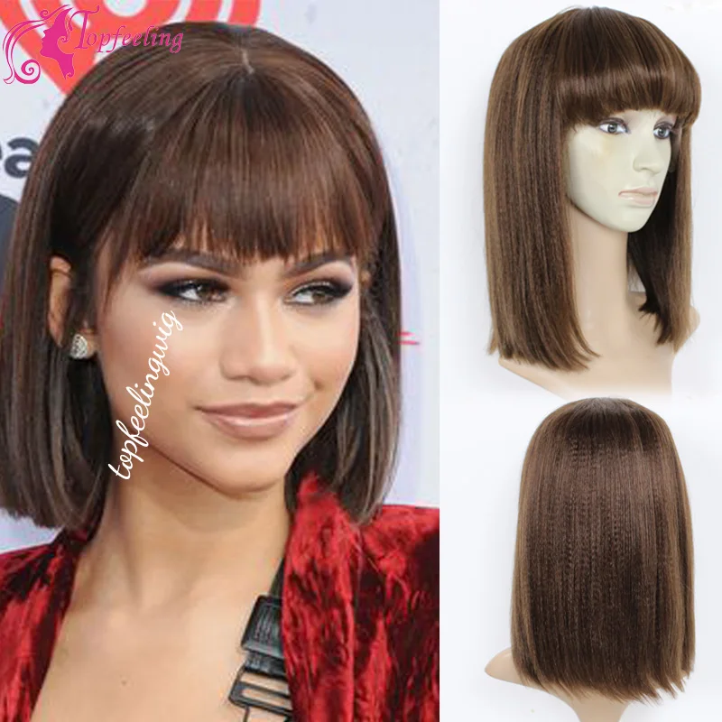 

7A Malaysian Virgin Hair Short Yaki Straight Bob Wigs Full Lace Human Hair Wigs #4 Human Hair Wig With Bangs Rosa Hair Products