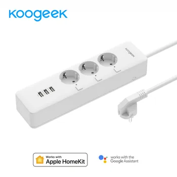 

Koogeek Smart WiFi Socket EU Plug Outlet w/ Individual Switch Power Strip Extension Cable 3 USB Charging Ports for Apple Homekit
