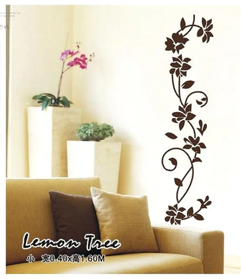black flower vine wall stickers refrigerator window cupboard home
