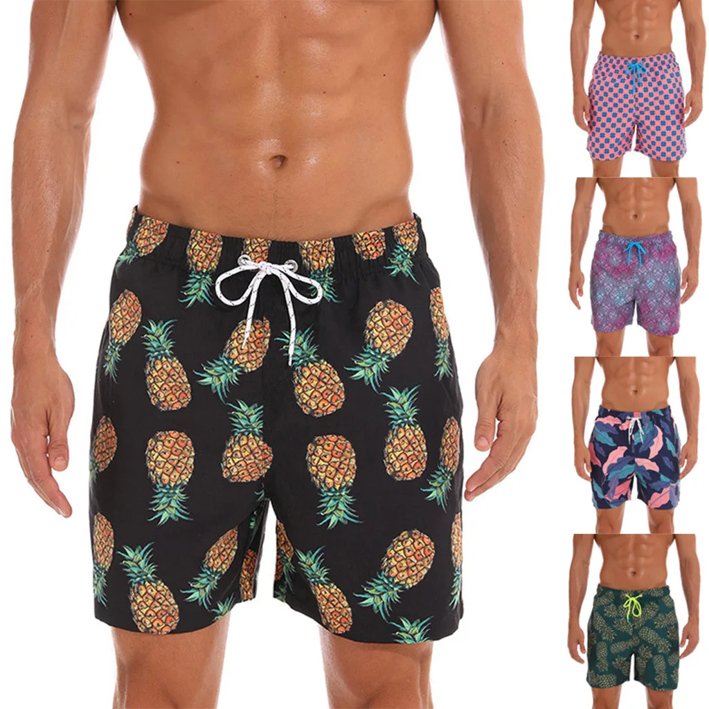 

Fashion Print Mens Slim Fit Quick Dry Short Swim Trunks with Mesh Lining Multi-Code Boys summer beach essential shorts 2019
