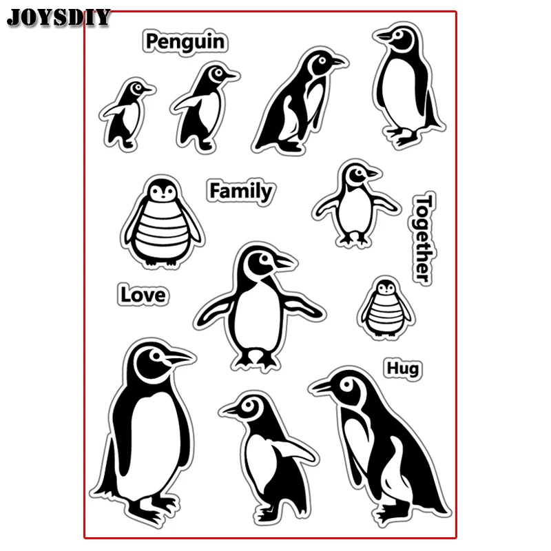 

PENGUIN FAMILY TOGETHER HUG LOVE Scrapbook DIY photo cards account rubber stamp clear stamp transparent Handmade card stamp