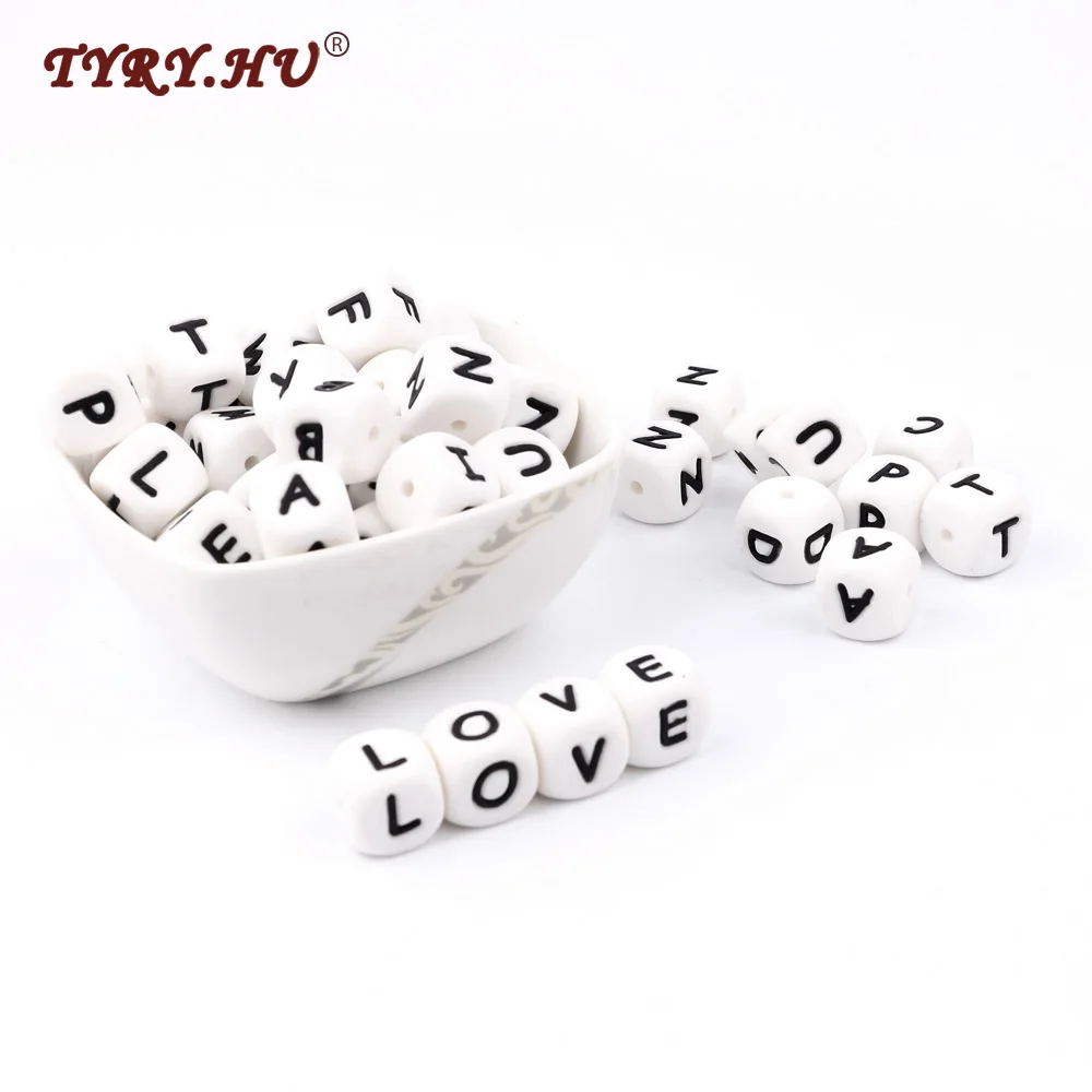 

TYRY.HU 200pc 12mm Silicone Letter Chewing Beads Alphabet DIY Necklace Pacifier Chain Baby Teething Beads For Jewelry Making New