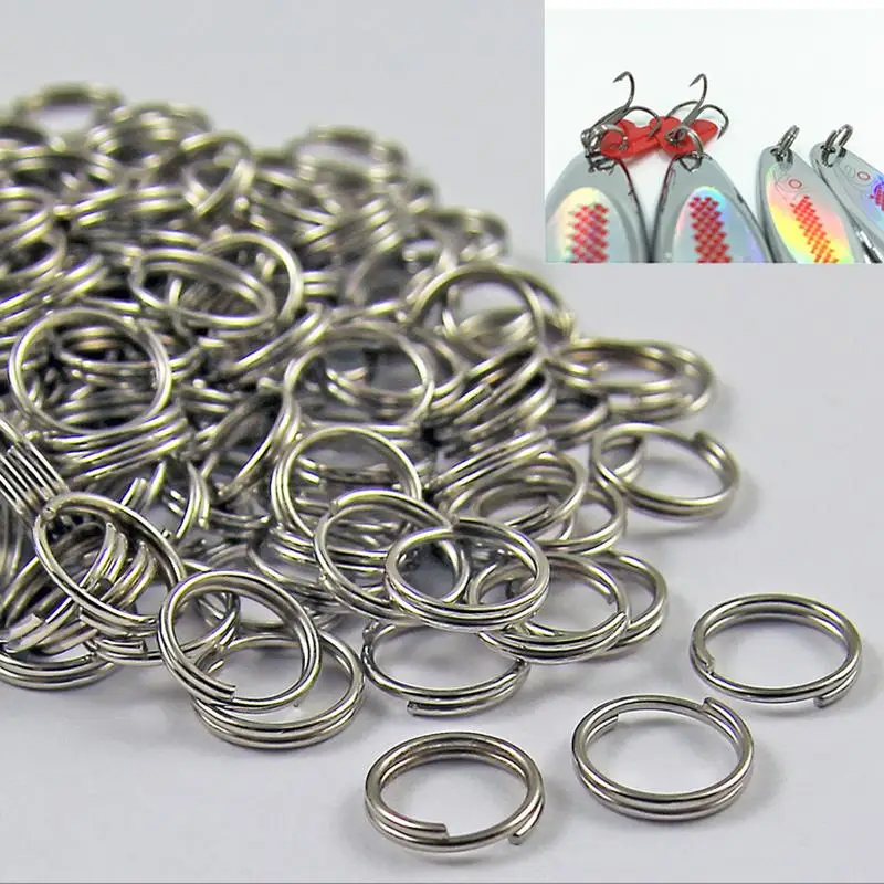 50 Pcs/lot Stainless Steel Split Rings for Blank Lures Crank bait Hard Bait Fishing Tools 6mm 7mm 8mm Bass Walleye Fishing