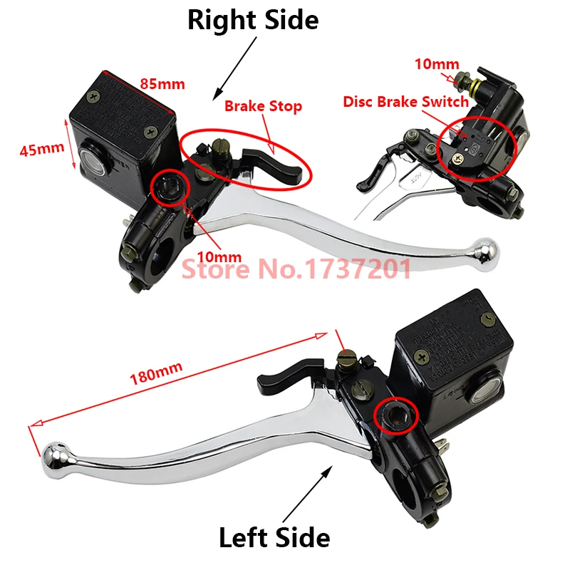 

Motorcycle refitted left/right upper pump brake pump hydraulic clutch pump with handle lock 22mm Handlebar third generation pump