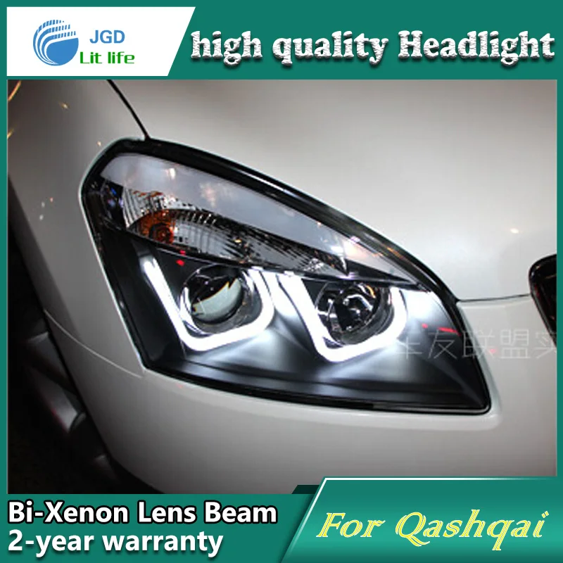 Car Styling Head Lamp case for Nissan Qashqai 2008-13 Headlights LED Headlight DRL Lens Double Beam Bi-Xenon HID car Accessories