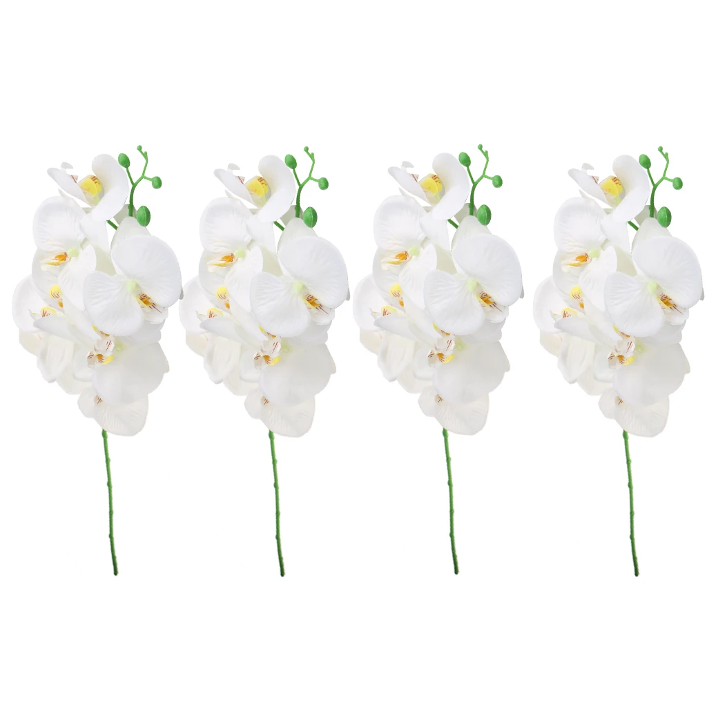 4PCS Artificial Flowers Plants Phalaenopsis Orchid for Floral Arrangements