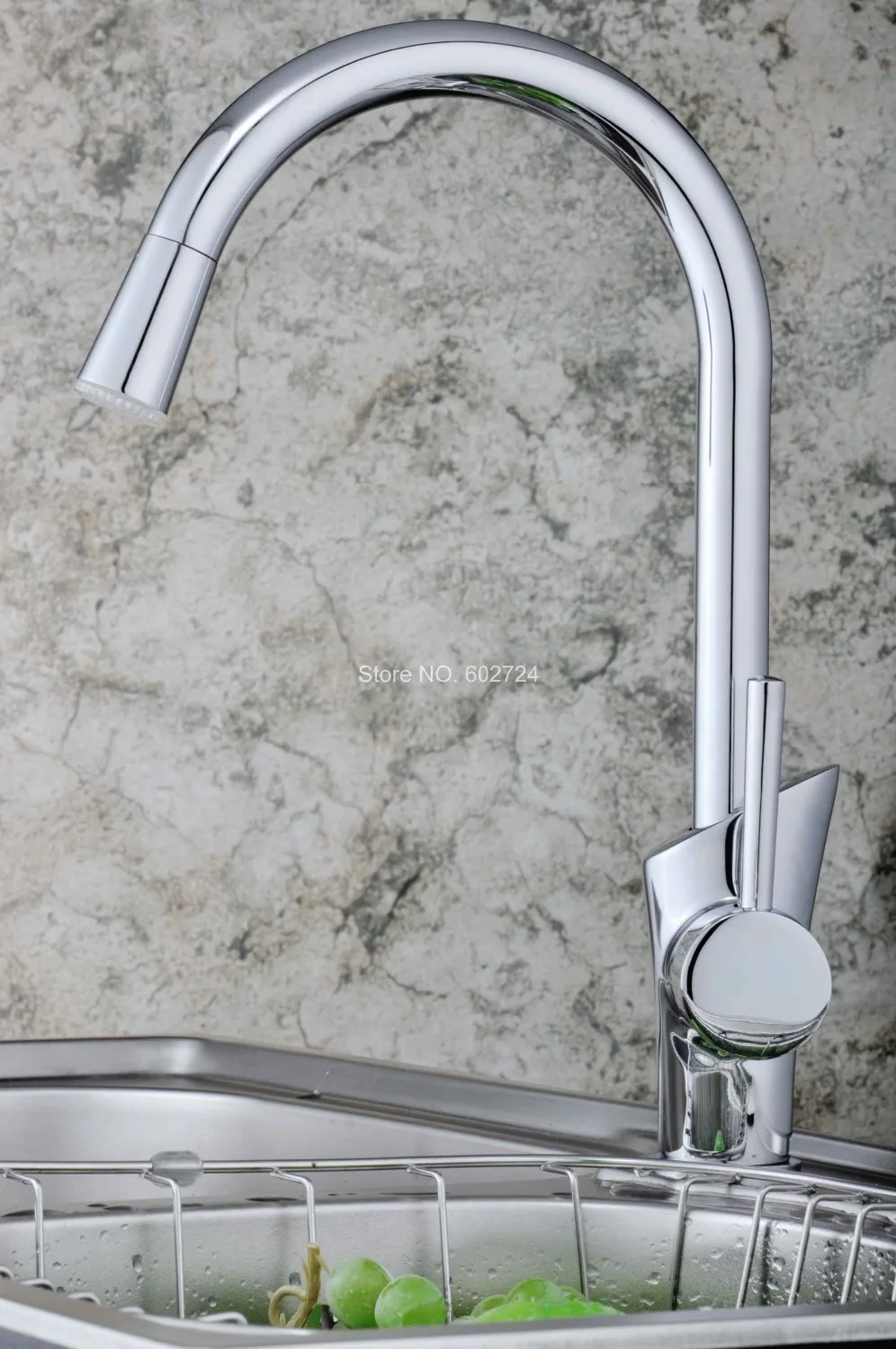 

Free shipping Kitchen Faucets Mixers & Taps Chrome Single Hole Sink Taps LED Kitchen Sink Faucet