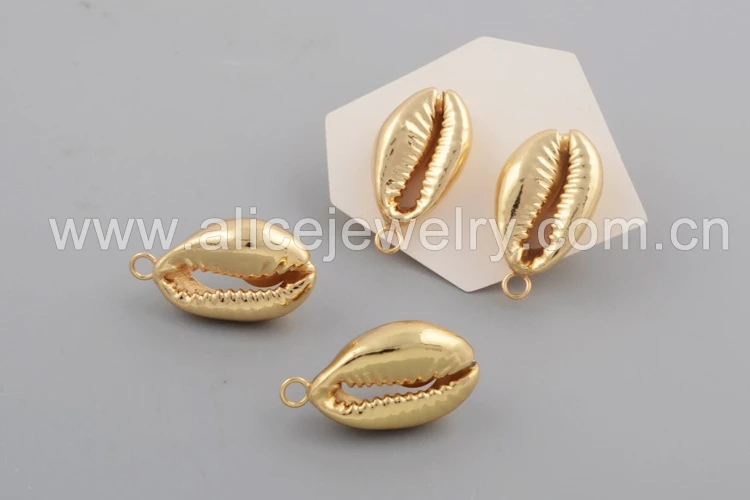 5 Pairs Gold Color BOROSA 5/10 пар полная позолоченная раковина Каури прелестные серьги из натурального серебра в виде Ракушки Серьги-гвоздики ручной работы богемные DIY девушки шпильки G1773 - Окраска металла: 5 Pairs Gold Color