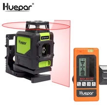 Huepar 3D Красный 5 линий лазерный уровень крест линия 1*360 роторные и 1* вертикальные самонивелирующиеся лазеры с цифровым лазерным детектором приемник