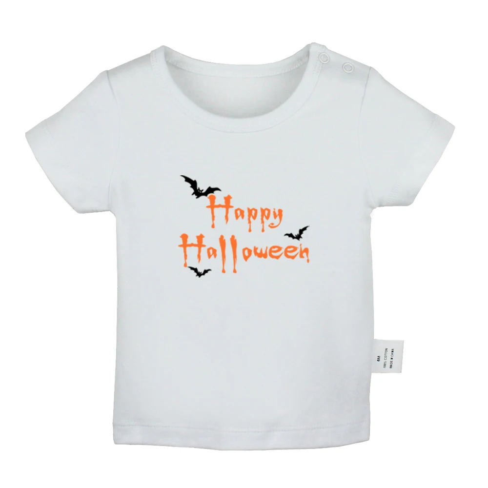 JaBabyYW1033D Happy Halloween Black Bat Trick Or Treat Free Love Heart Newborn Baby T-shirts Toddler Graphic Solid Color Short Sleeve Tee Tops - Цвет: JaBabyYW1033D