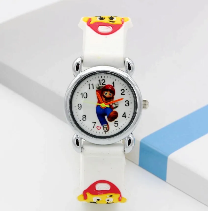 Новое поступление студенты часы 1 шт./лот с рисунком «Супер Марио» часы, 3D кварцевые Дети заводская цена - Цвет: white