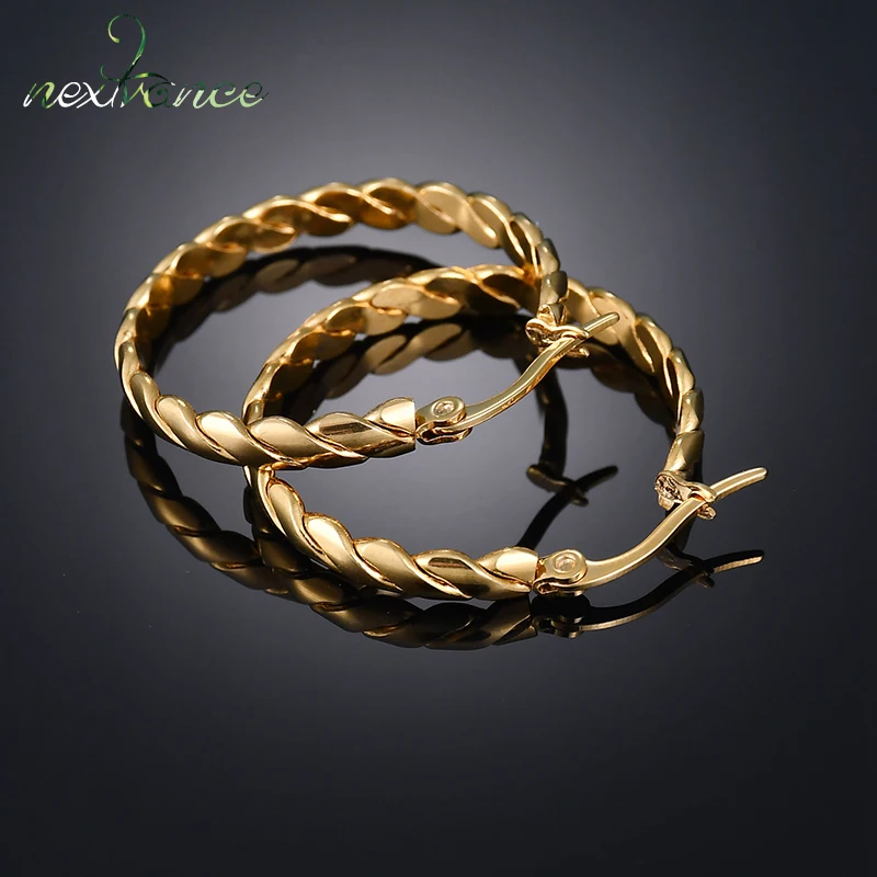 

Nextvance 316L Stianless Steel Twisted Earring Geometric Gold Hoop Earrings For Women Wedding Party Jewelry